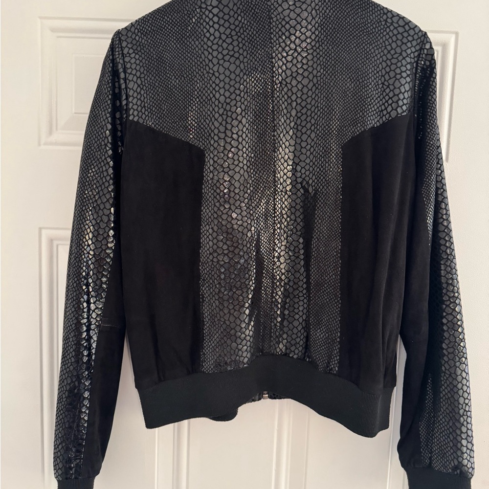 Black Snake Pattern Bomber Jacket - image 7